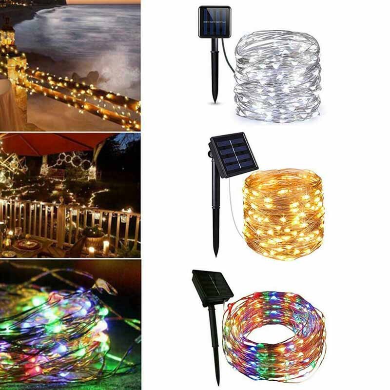 10/20M 100/200 LED Solar Strip Light Home Garden Copper Wire Light String Fairy Outdoor Solar Powered Christmas Party Decor