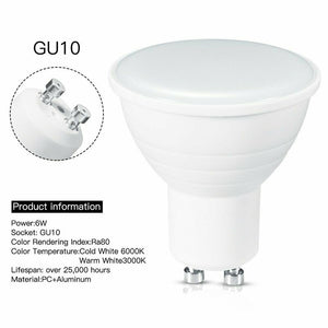 10 Pcs GU10 6W Dimmable LED Light Bulbs SMD Spotlight Lamp Energy Saving Bulbs Cold White/Warm White Home