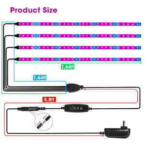 12V PCB Board Glue US Plug Plant Light Bar One Point Four Plant Light LED Plant Fill Light Cycle Memory Timing Plant Growth Lamp