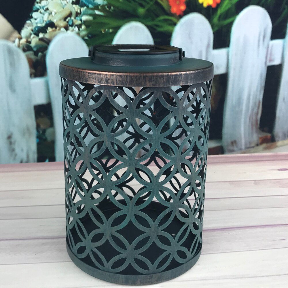2020 New Solar Metal Lamp Retro Money Hole Hollow Wind Light Hanging Solar Lantern For Garden Lawn Light Solar Light Pathway
