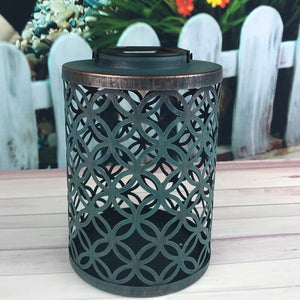 2020 New Solar Metal Lamp Retro Money Hole Hollow Wind Light Hanging Solar Lantern For Garden Lawn Light Solar Light Pathway