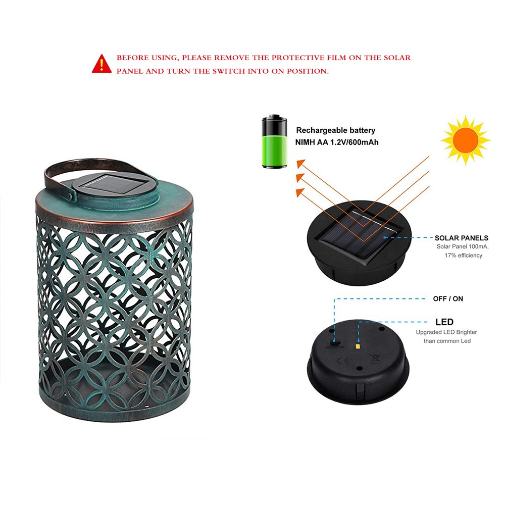 2020 New Solar Metal Lamp Retro Money Hole Hollow Wind Light Hanging Solar Lantern For Garden Lawn Light Solar Light Pathway