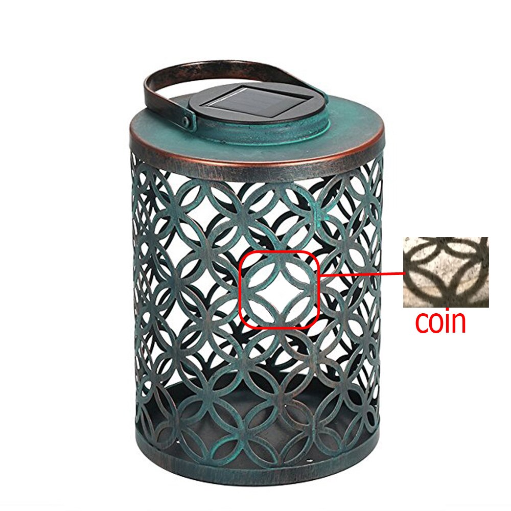 2020 New Solar Metal Lamp Retro Money Hole Hollow Wind Light Hanging Solar Lantern For Garden Lawn Light Solar Light Pathway