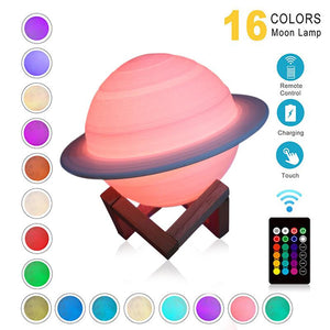 2020 Saturn Design DC2.5V Kids Bedroom Night Light 3D Illusion Creative Christmas Home Decoration Table Lamp LED Bedside Light