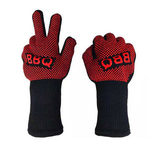 2Pcs BBQ Gloves Heat Resistant oven mitts 500 800 degrees BBQ Silicon fireproof barbecue heat insulation microwave oven gloves