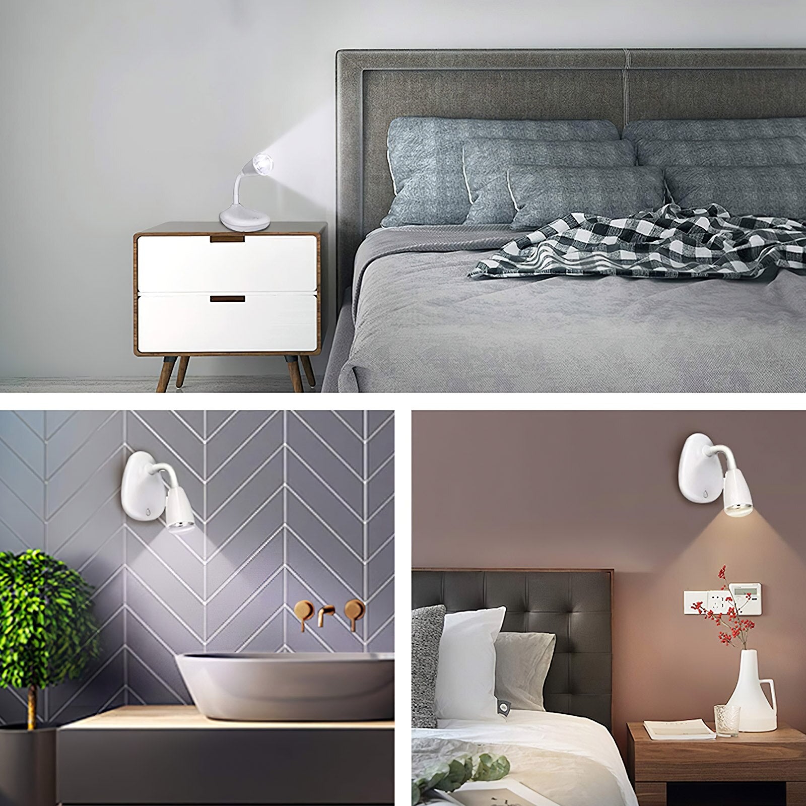 2pcs LED Wall Lamp Bedside Lamp With Cold White Light Rotatable Reading Lamp Used At Night Bedroom For Garden Decoration