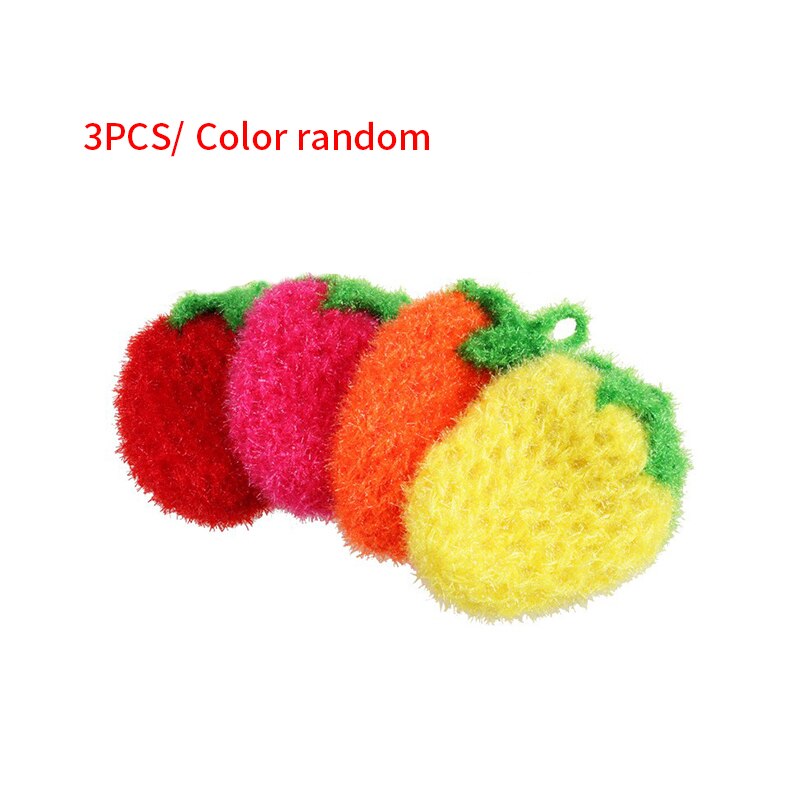 3 Pcs Strawberry Tea Towel Bowls Wash Towel Scrubber Scouring Pad Microfiber Dishes Towel Cute Cleaning Tool For Kitchen Home