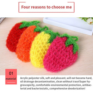 3 Pcs Strawberry Tea Towel Bowls Wash Towel Scrubber Scouring Pad Microfiber Dishes Towel Cute Cleaning Tool For Kitchen Home