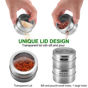 3PCS Magnetic Seasoning Container Spice Jar Wall Mounted Rack Pepper Spice Tins Stainless Steel Kitchen Spice Jar With Stickers