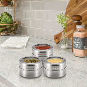 3PCS Magnetic Seasoning Container Spice Jar Wall Mounted Rack Pepper Spice Tins Stainless Steel Kitchen Spice Jar With Stickers