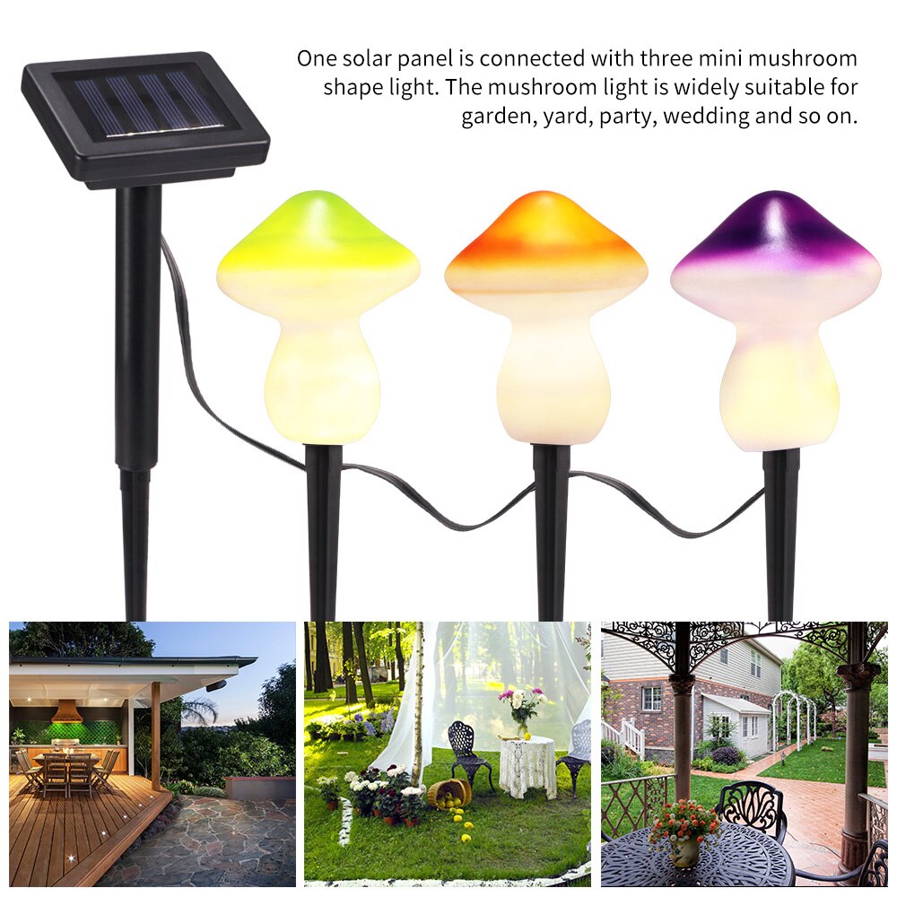 9leds solar energy Mushroom String Light Lamp Mushroom Lamp Waterproof LED Night Lights with box For Garden Party Decoration