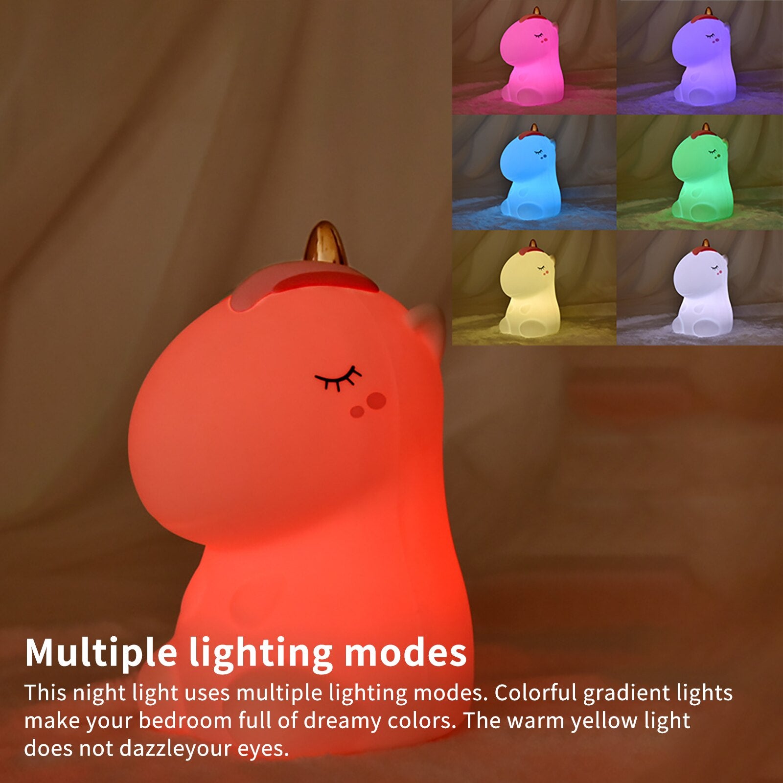 Cute Unicorn LED Night Light Bedroom Bedside Lamp For Birthday Gift  Bedroom Decoration Table Lamp