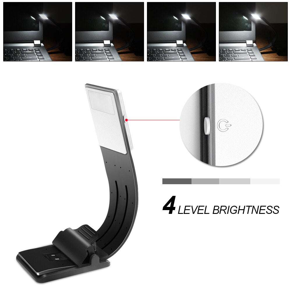 Flexible Book Light Brightness Adjustable Bendable with Clip Design Lamp LED Book Light Night Reading Lamp USB Rechargeable