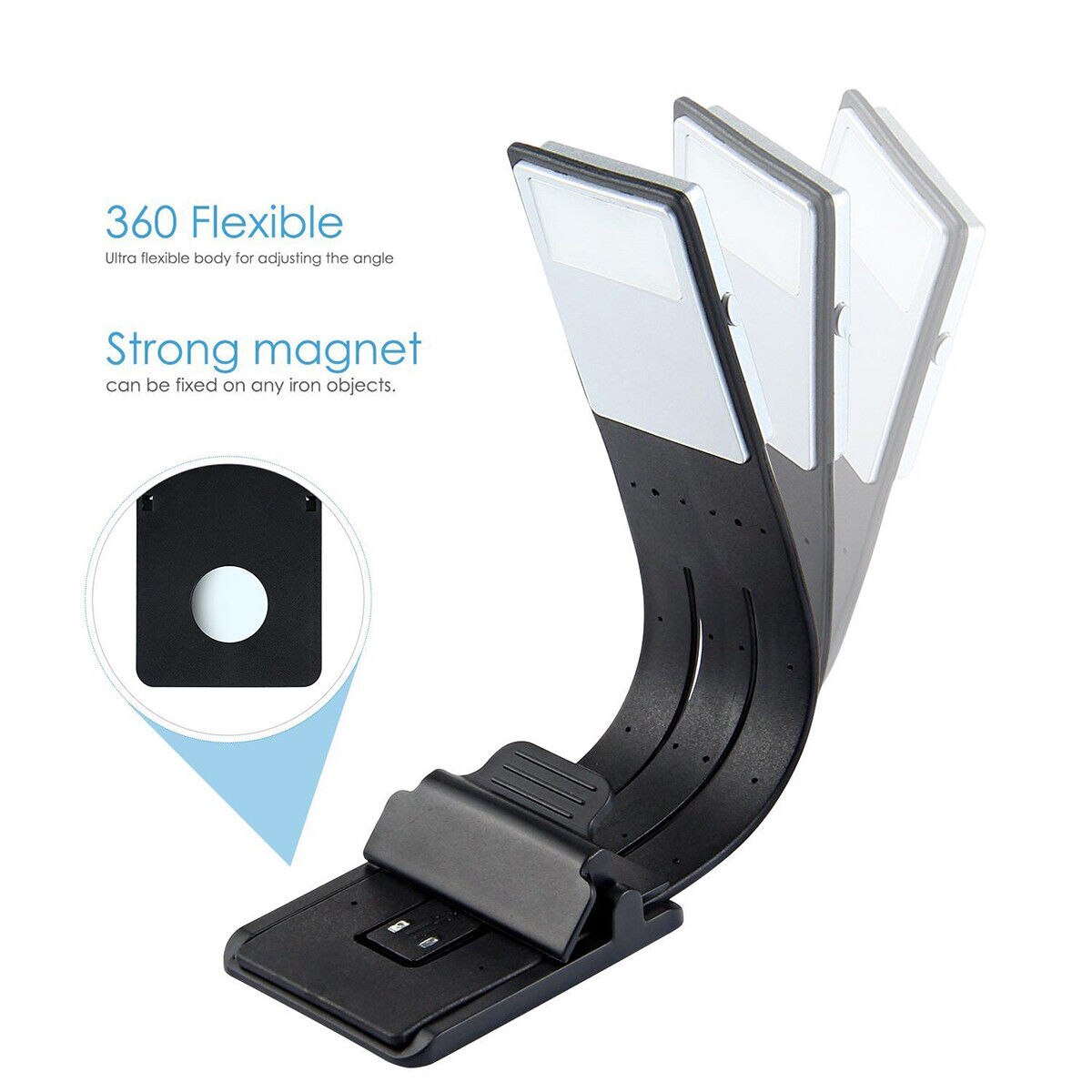 Flexible Book Light Brightness Adjustable Bendable with Clip Design Lamp LED Book Light Night Reading Lamp USB Rechargeable