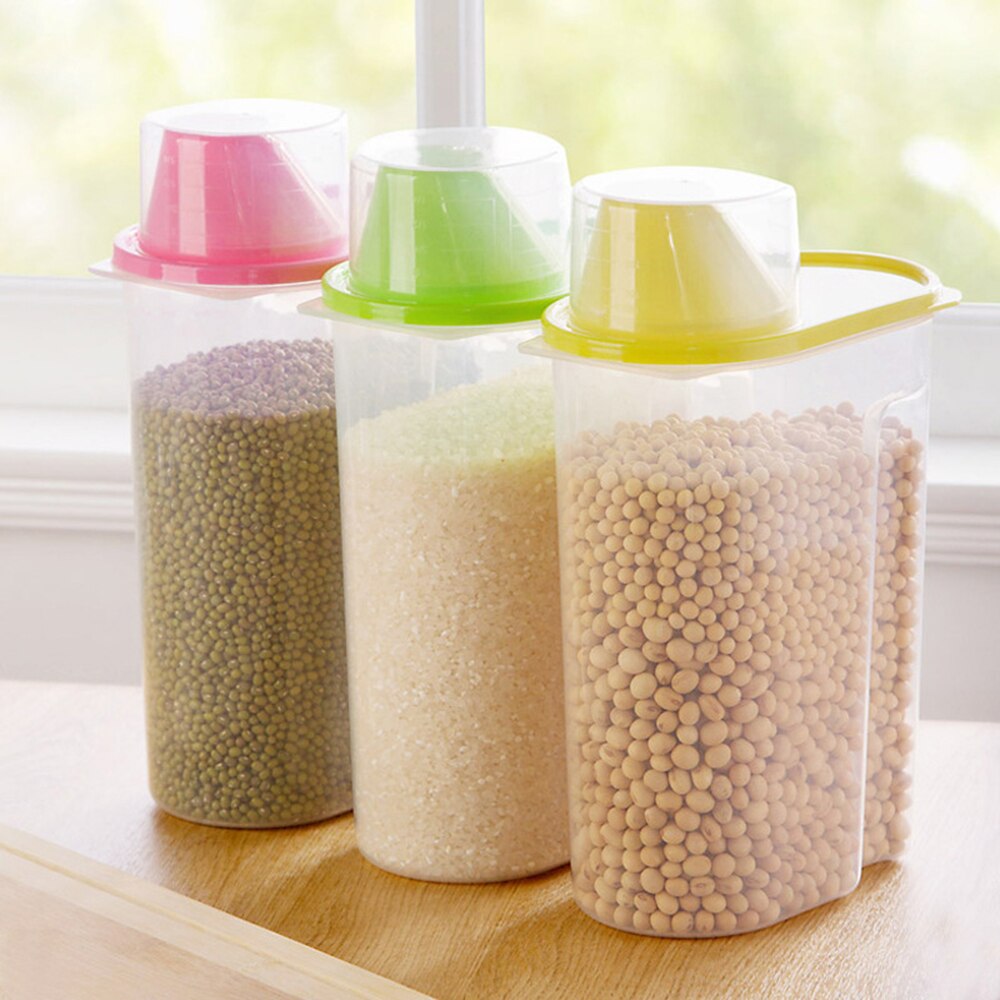 Food Storage Box Bins Dry Dried Cereal Pasta Flour Dispenser Container Organizer Case Boxes Space Saver Dispenser Container