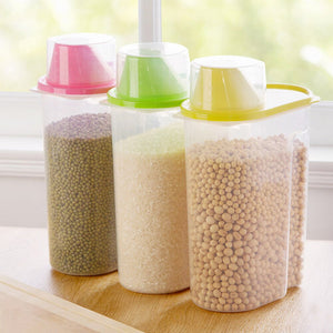 Food Storage Box Bins Dry Dried Cereal Pasta Flour Dispenser Container Organizer Case Boxes Space Saver Dispenser Container