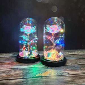 Glass Dome Rose For Valentine'S Gifts LED Rose Lamps Christmas LED Artificial Beautiful Romantic Cute Figure Gift