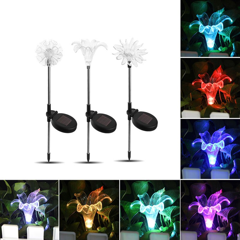 LED Solar Outdoor Lights Garden Decoration Solar Flower Lamps Landscape Lamp Lighting Waterproof Patio Backyard Lawn Spot Lights