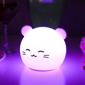 LED USB Lamp Colorful Night Light Cute Animal  Clapping Lamp Soft Cartoon Lamps For Children Bedroom Baby Christmas Gift