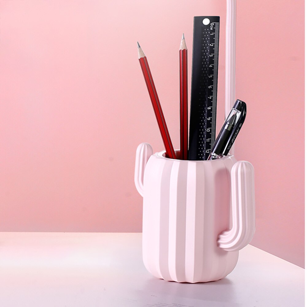 Multiuse Cactus LED Folding Desk Lamp 1200mA USB Charging Touch Switch Table Light Student Night Light with Pen Storage Holder
