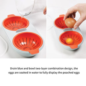 New Creative Egg Poacher Food Grade Cookware Double Cup Egg Boiler Steamed Egg Set Microwave Ovens Kitchen Cooking Tools