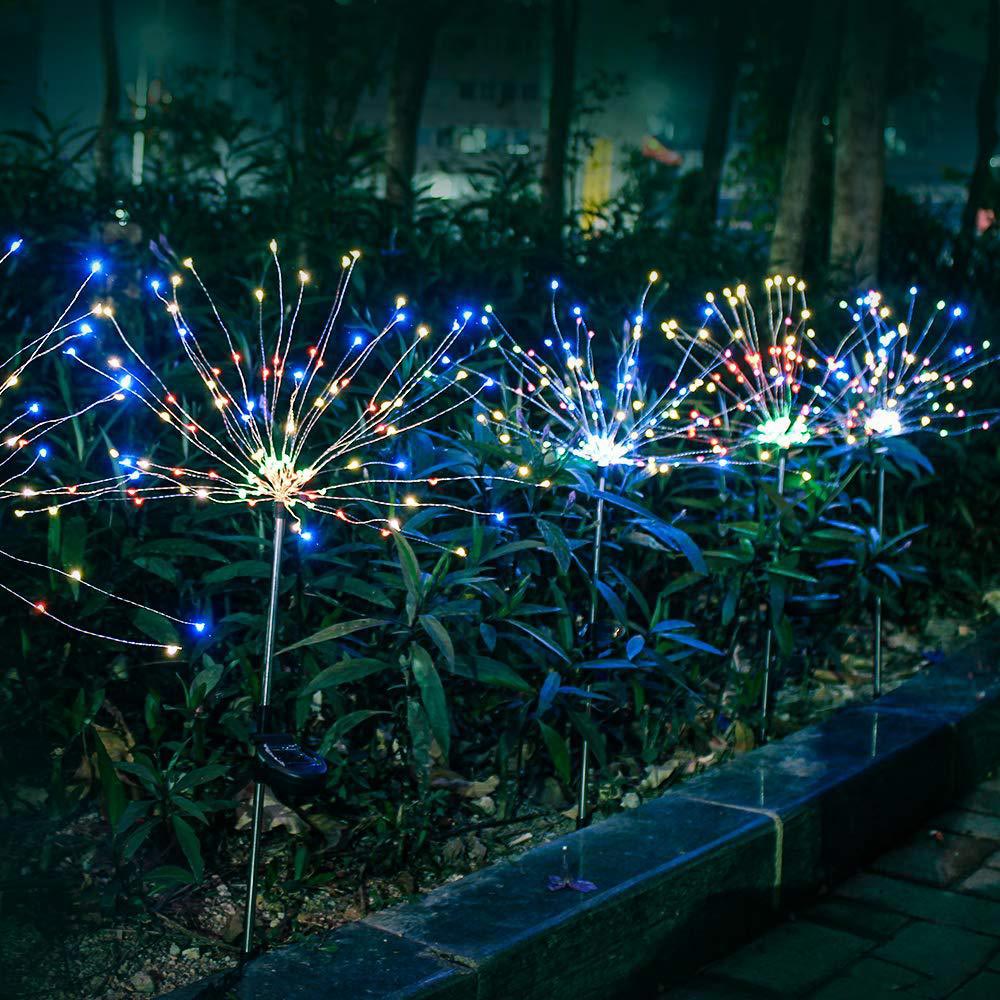 New Solar LED Lights Outdoor Lawn Light Waterproof Ground Lamps Grass Fireworks Garden Lighting Colorful