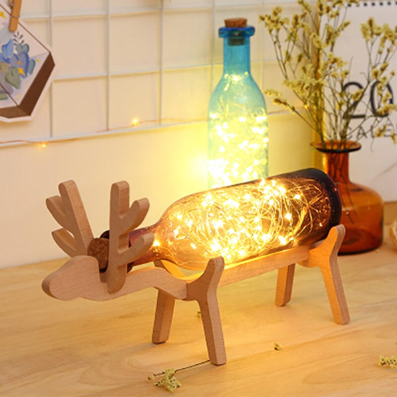 Nordic Romantic Elk Night Lights Creative Wood Decoration Crafts Couple Gifts Kids Room Decor Home Decoration  Modern
