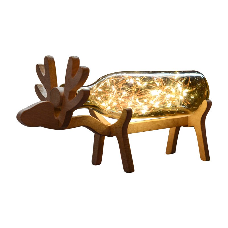 Nordic Romantic Elk Night Lights Creative Wood Decoration Crafts Couple Gifts Kids Room Decor Home Decoration  Modern
