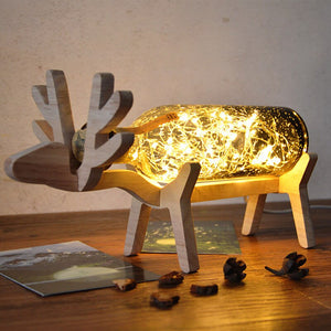 Nordic Romantic Elk Night Lights Creative Wood Decoration Crafts Couple Gifts Kids Room Decor Home Decoration  Modern