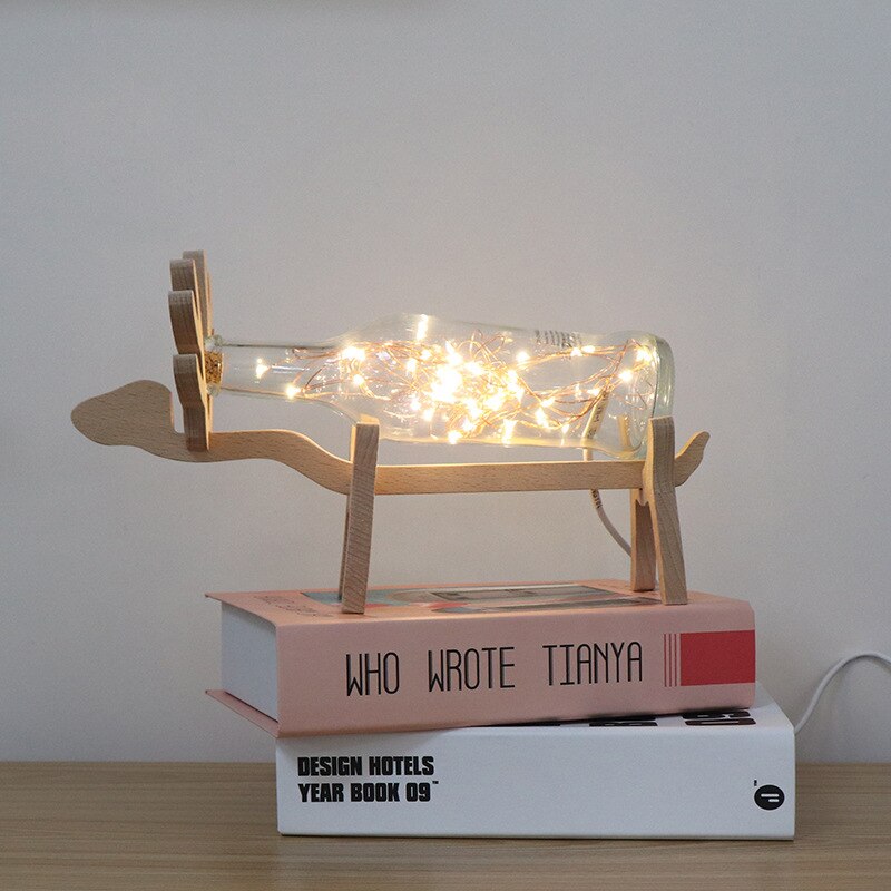 Nordic Romantic Elk Night Lights Creative Wood Decoration Crafts Couple Gifts Kids Room Decor Home Decoration  Modern