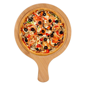 Pizza Tray Non-stick Round Bamboo Pizza Tray With Handle Cake Pancake Plate Steak Pan Pizza For Kitchen Baking Tools