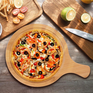 Pizza Tray Non-stick Round Bamboo Pizza Tray With Handle Cake Pancake Plate Steak Pan Pizza For Kitchen Baking Tools