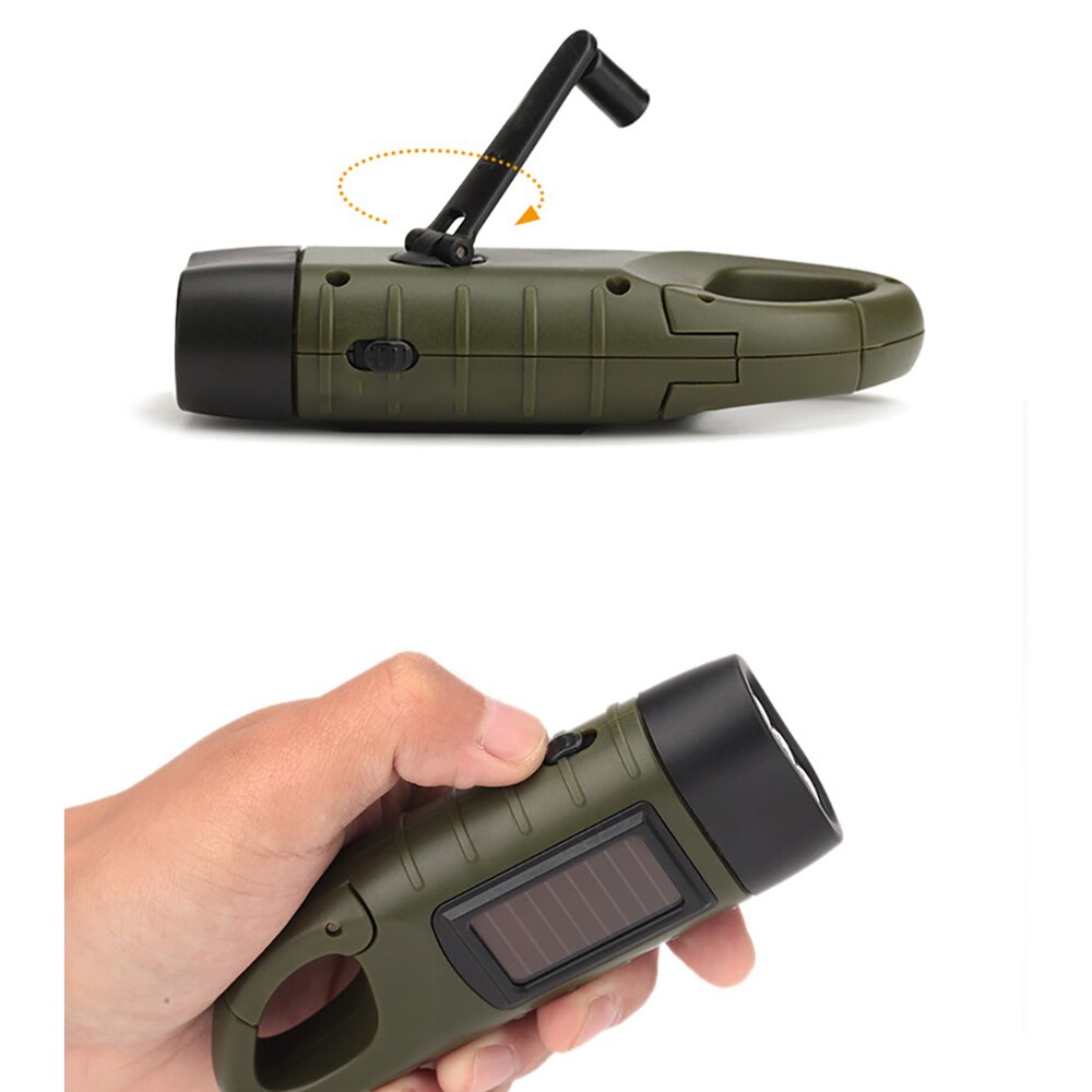 Portable LED Flashlight Hand Crank Dynamo Torch Lantern Professional Solar Power Tent Light For Outdoor Camping Mountaineering