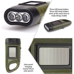 Portable LED Flashlight Hand Crank Dynamo Torch Lantern Professional Solar Power Tent Light For Outdoor Camping Mountaineering