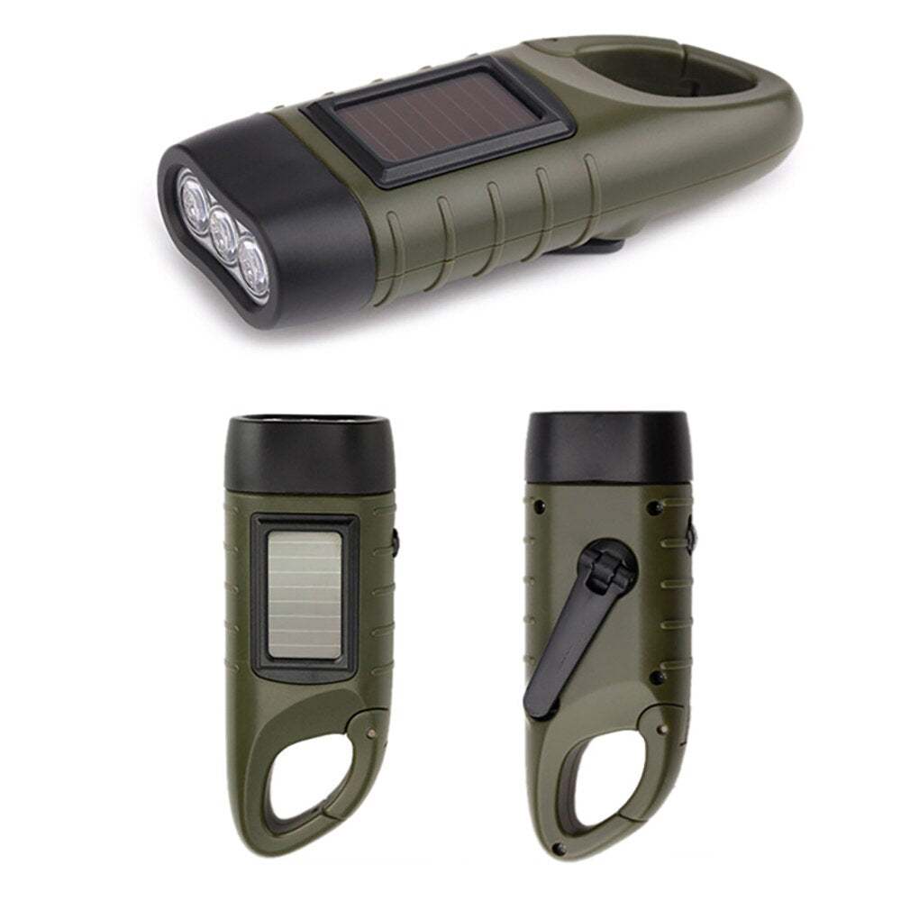 Portable LED Flashlight Hand Crank Dynamo Torch Lantern Professional Solar Power Tent Light For Outdoor Camping Mountaineering