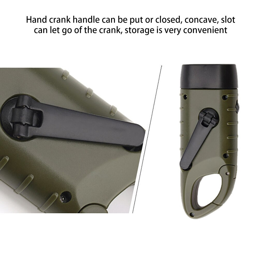 Portable LED Flashlight Hand Crank Dynamo Torch Lantern Professional Solar Power Tent Light For Outdoor Camping Mountaineering