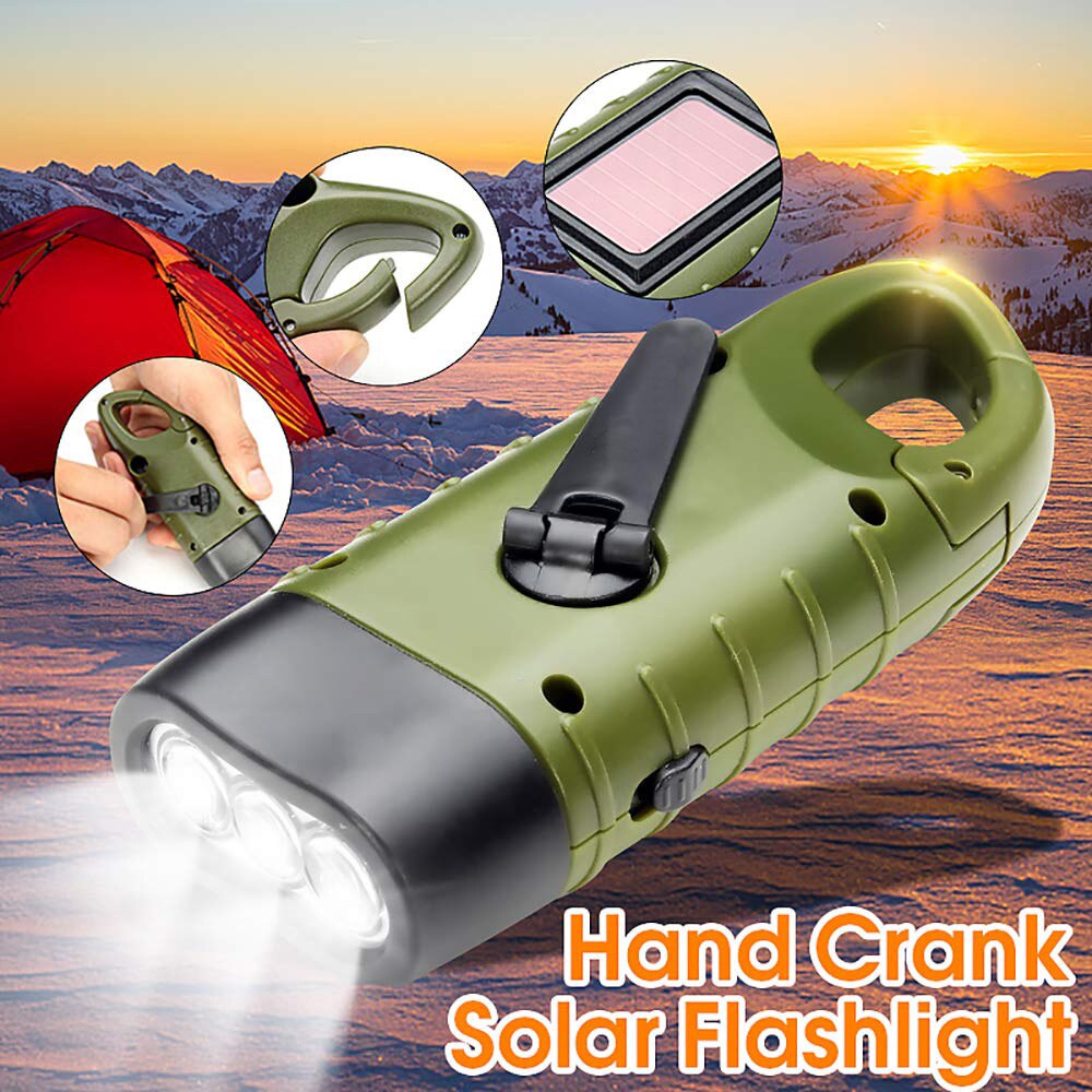 Portable LED Flashlight Hand Crank Dynamo Torch Lantern Professional Solar Power Tent Light For Outdoor Camping Mountaineering