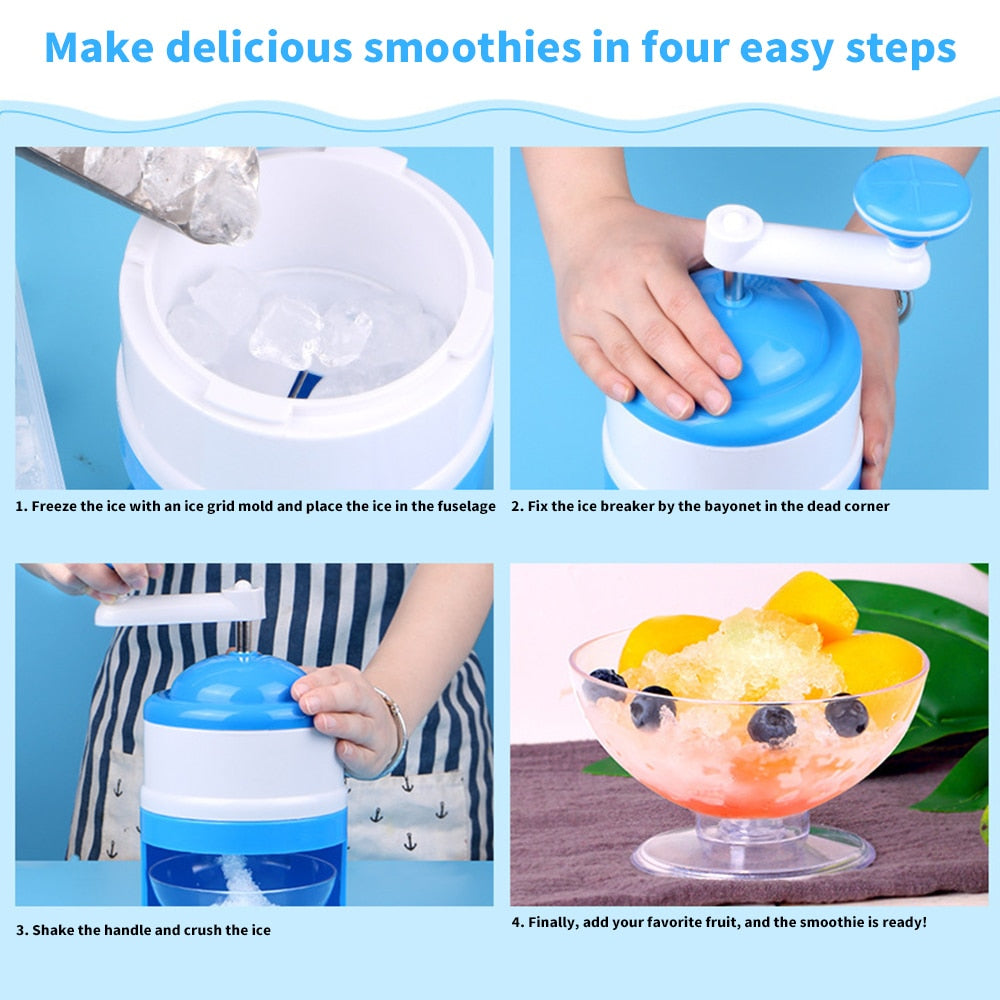 Portable Manual Ice Crusher Shaver Hand Ice Crank Kids Shredding Snow Cone Ice cream Maker Machine Ice Crusher Kitchen Tools