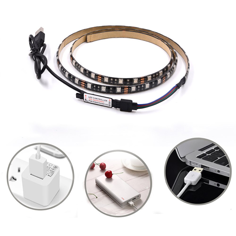 RGB Color Changeable TV Led Strip lights USB Powered 5V LED Strip with Remote Control TV Backlight Kit 0.5M 1M
