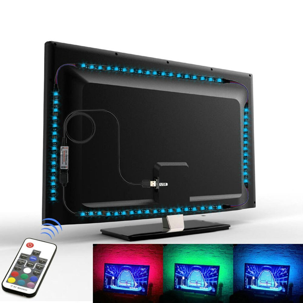 RGB Color Changeable TV Led Strip lights USB Powered 5V LED Strip with Remote Control TV Backlight Kit 0.5M 1M
