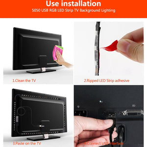 RGB Color Changeable TV Led Strip lights USB Powered 5V LED Strip with Remote Control TV Backlight Kit 0.5M 1M