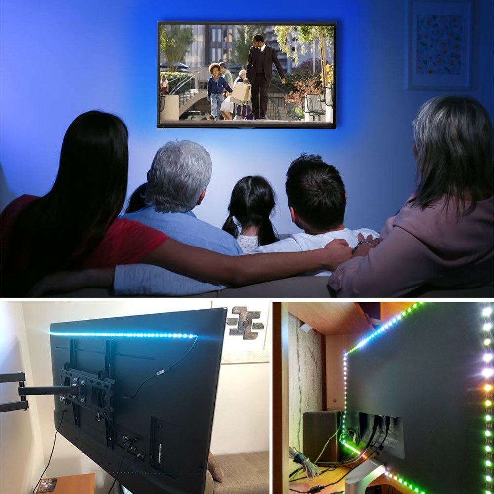 RGB Color Changeable TV Led Strip lights USB Powered 5V LED Strip with Remote Control TV Backlight Kit 0.5M 1M