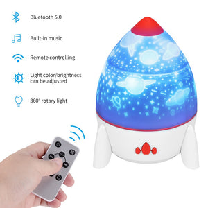 Rocket Projector LED Night Light Rotary Rechargeable USB Rotating Night Light Adjustable Rocket Night Light children's Gift Lamp