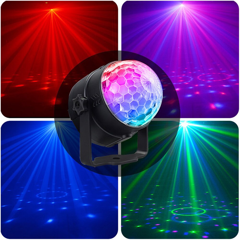 Sound Activated Rotating Disco Ball Party Lights Strobe Light 3W RGB LED Stage Lights For Christmas Home KTV Xmas Wedding Show