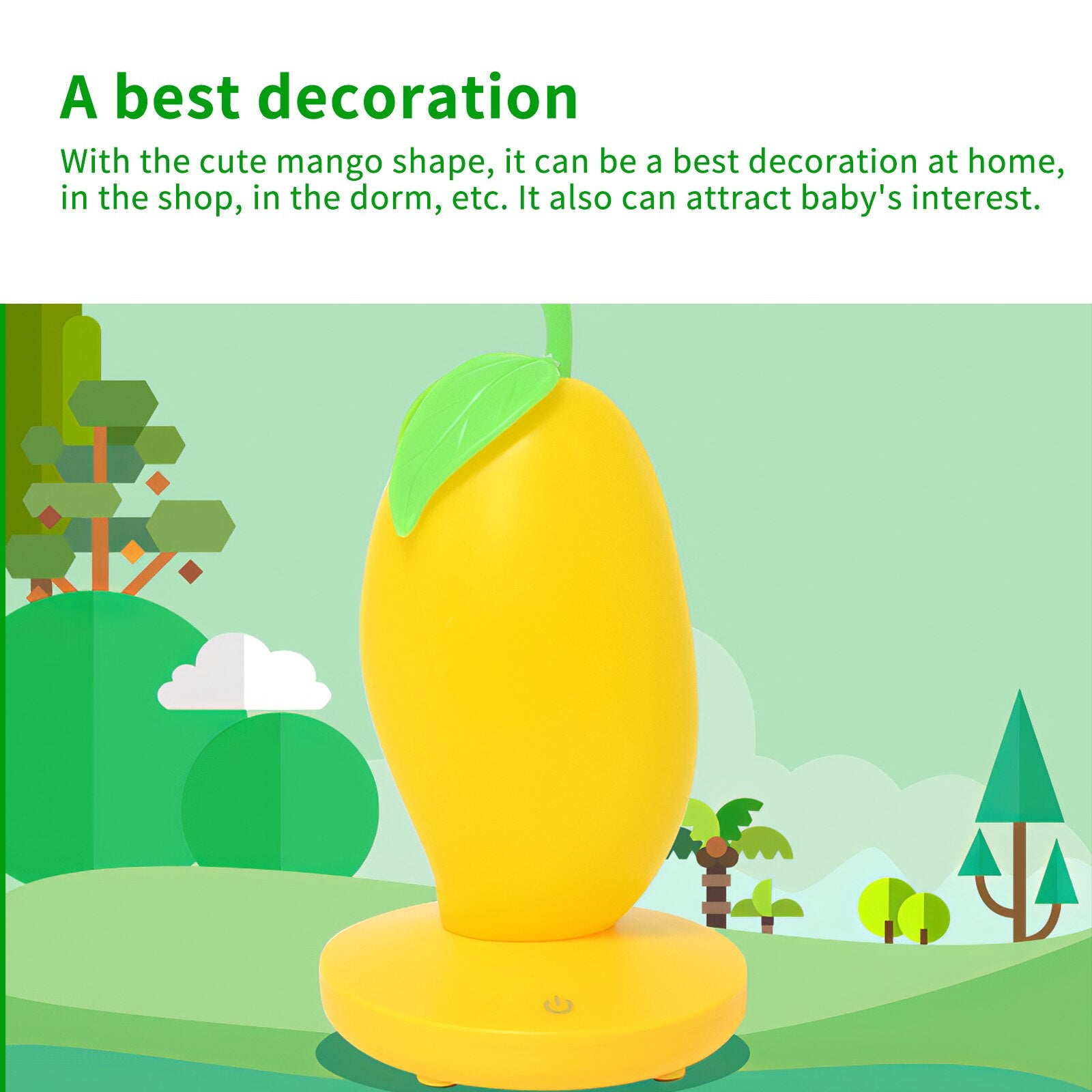 USB Charging Three-Speed Dimming Mango Shape Night Light Night Children Bed Touch Sensor LED Fruit Light