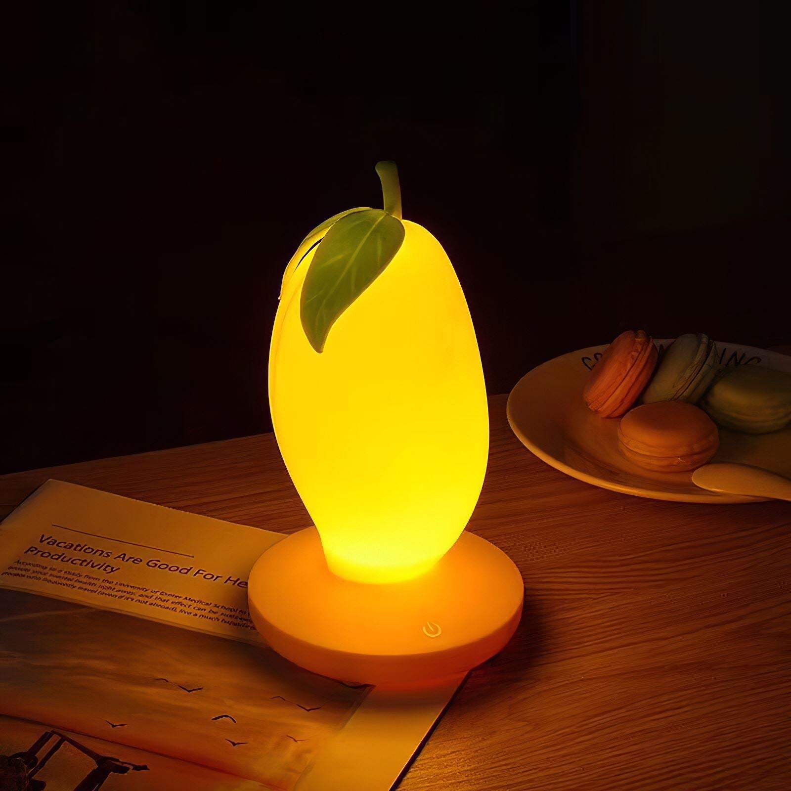 USB Charging Three-Speed Dimming Mango Shape Night Light Night Children Bed Touch Sensor LED Fruit Light