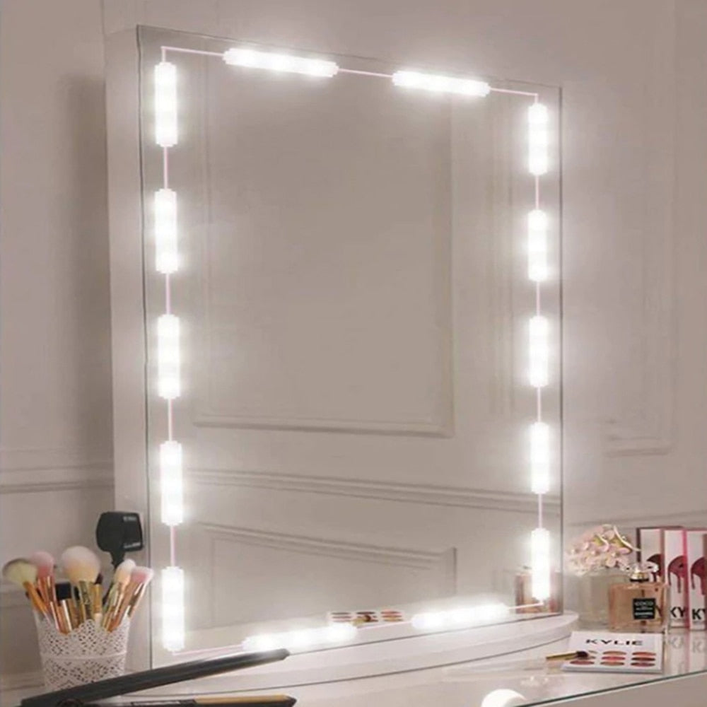 USB LED Mirror Light LED Vanity Make Up Mirror Light Flexible Tape Lamp Makeup Mirror Desktop Backlight For Bathroom DressingTab