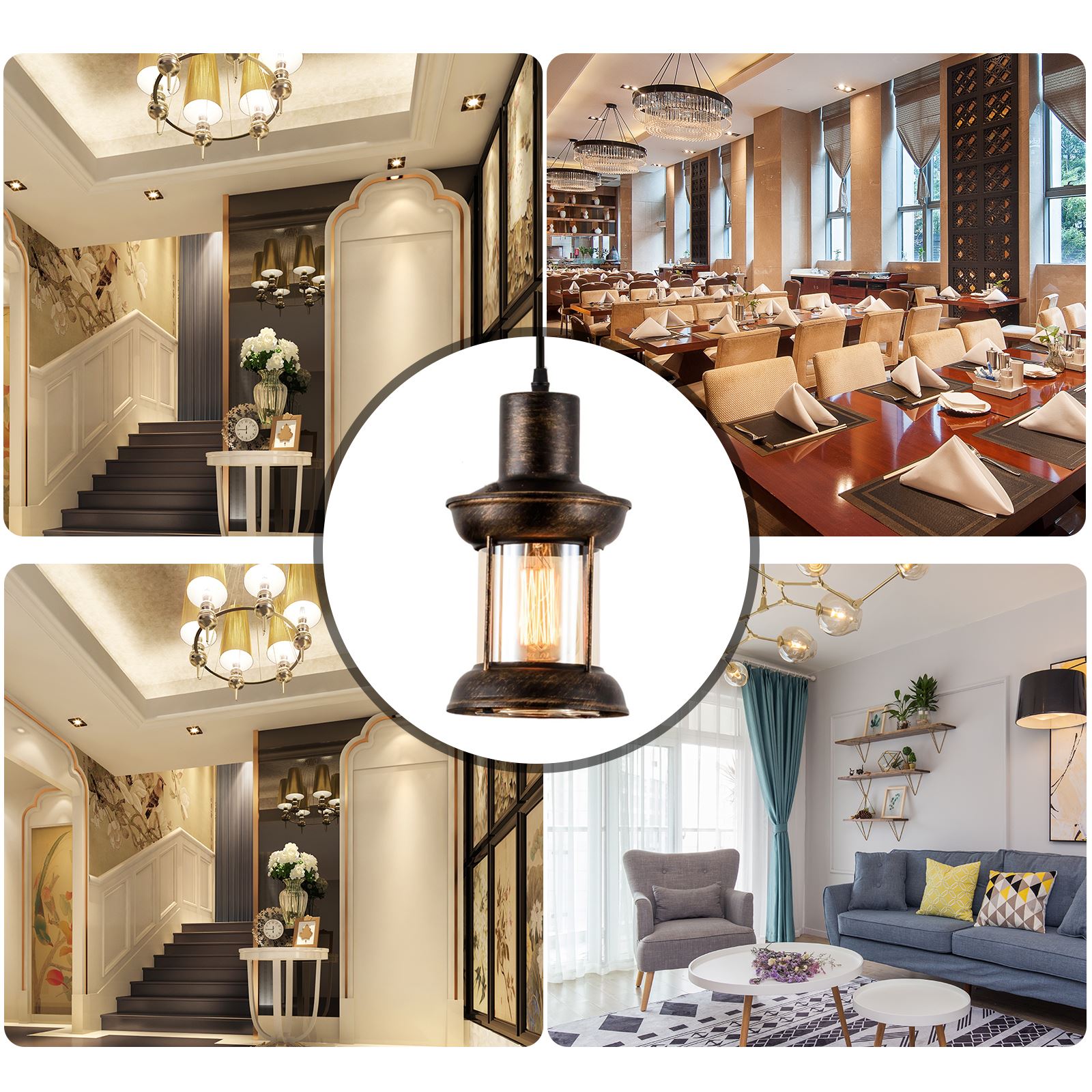 Wrought Iron Industrial Cup Pendant Lights Cafe Bar Clothing Store Loft Retro Hanging Lamps Dining Restaurant Lighting Luminare
